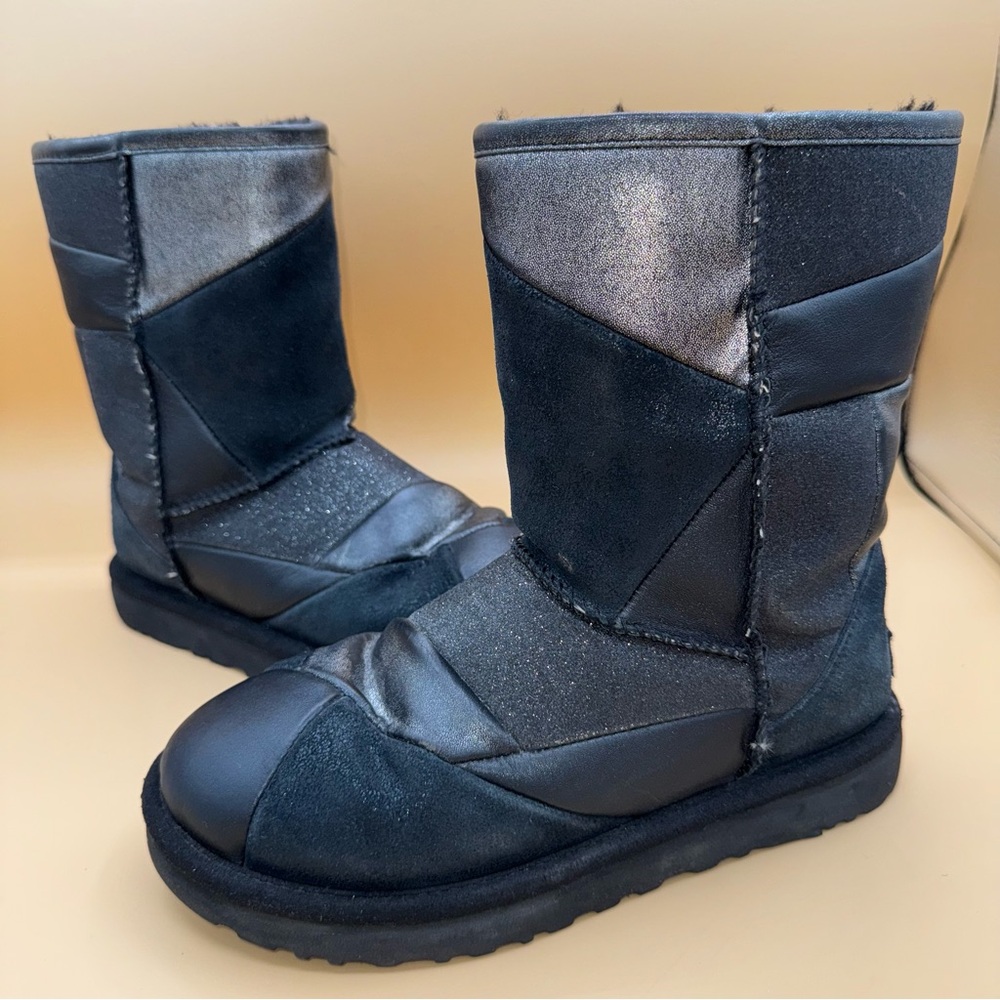 Ugg Classic Short Glitter Patchwork Black And Sil… - image 2
